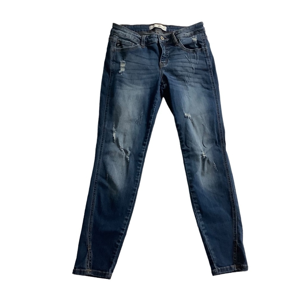 KanCan Twisted Seam Distressed Medium Wash Ankle Skinny Jeans Size 7 / 27